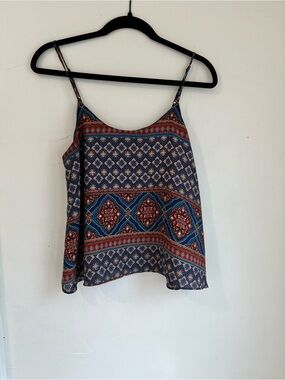 Forever 21 Blue & Red Boho Spaghetti Strap Camisole